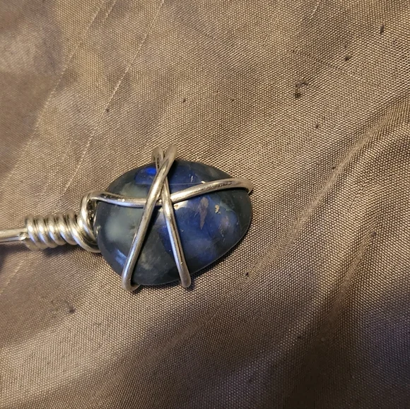 Handmade wire wrap blue opal necklace - Picture 1 of 3
